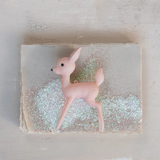 Pink Glitter Deer Ornament