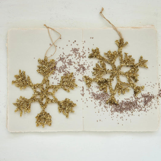Metal & Glass Beaded Snowflake Ornaments