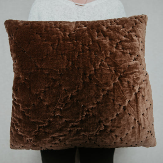 Cotton Velvet Kantha Stitch Pillow