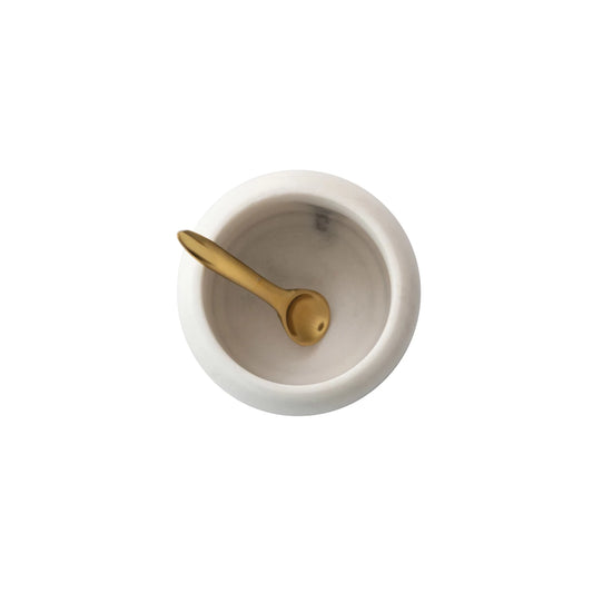 Marble Pinch Pot with Brass Spoon