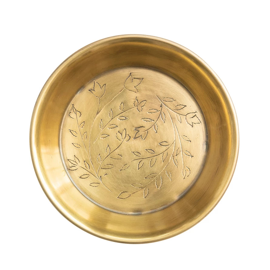 Brass Dish with Floral Design