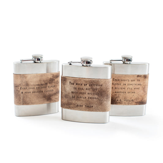 Leather Quote Flasks